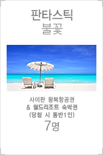 판타스틱 불꽃 / 사이판 왕복항공권& 월드리조트 숙박권(당첨 시 동반1인) 7명