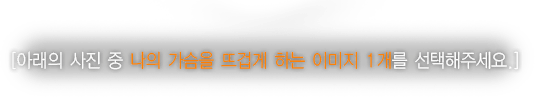 [아래의 사진 중 나의 가슴을 뜨겁게 하는 이미지 1개를 선택해주세요.]